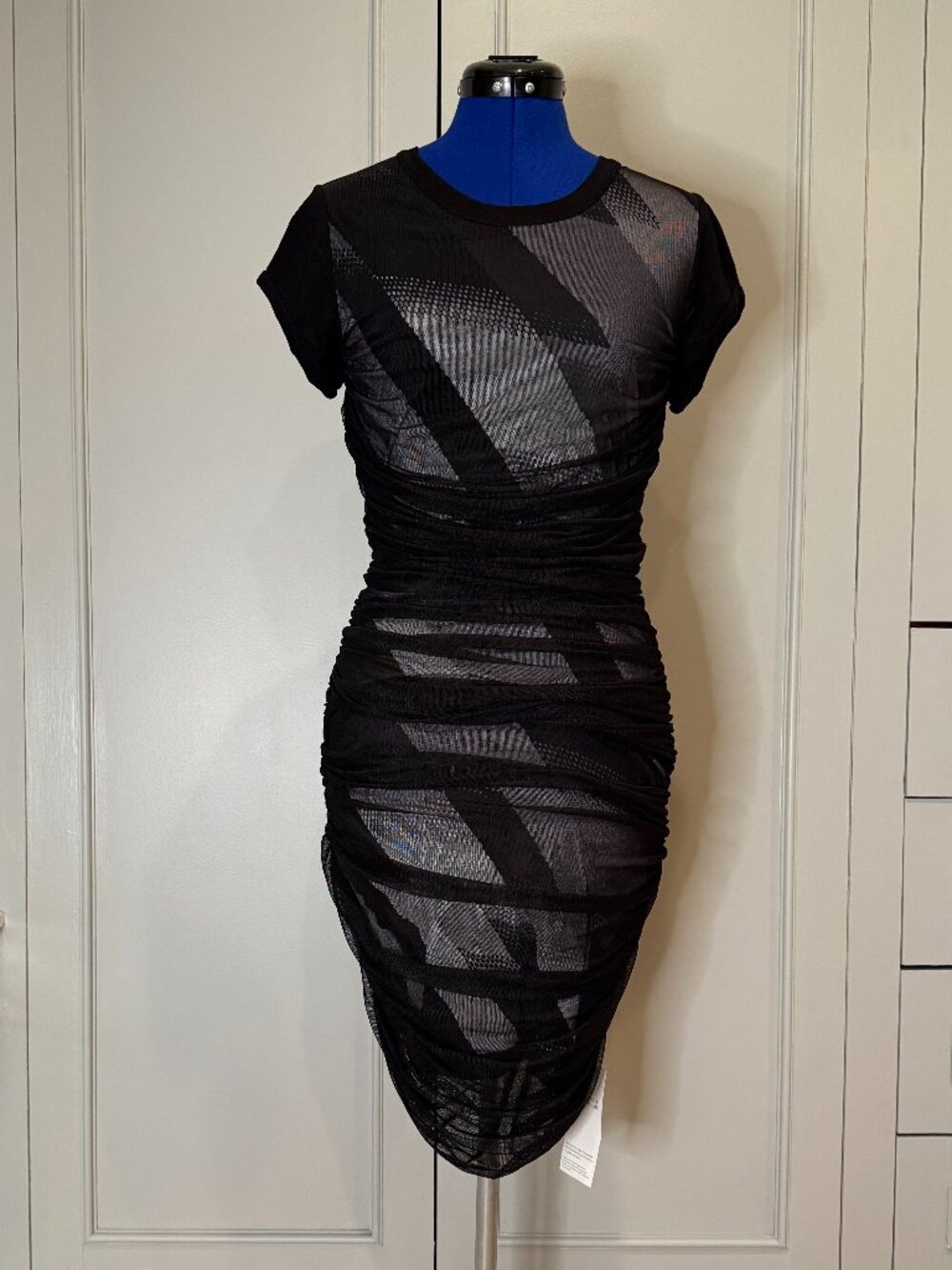 BCBGMAXAZRIA Bodycon Dress with Mesh Overlay, Size M, NWT - Picture 2 of 6